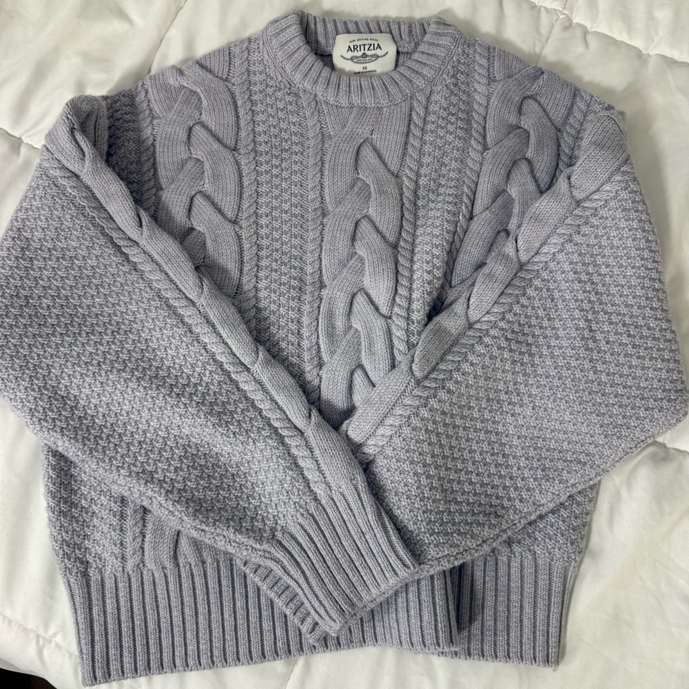 Aritzia Heritage Gray Cable Knit Sweater NWT